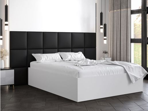 Lit BELINI DELUXE 140x200 cm blanc avec tête de lit noir
