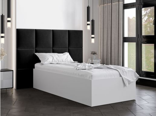 Lit BELINI 90x200 cm blanc avec tête de lit noir