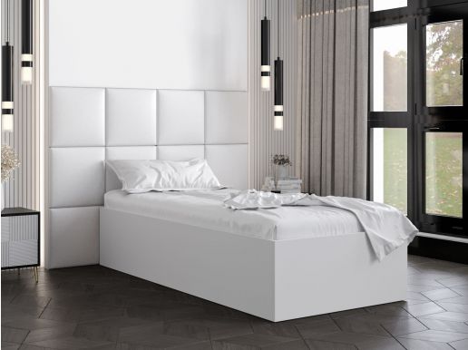 Lit BELINI DELUXE 90x200 cm blanc avec tête de lit blanc