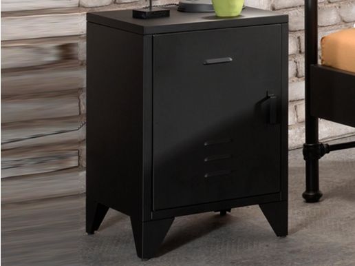 Table de chevet BRONNA 1 porte noir mat