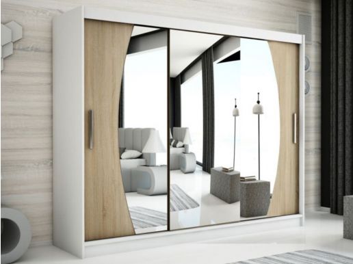 Armoire ELYCOPTER 3 portes coulissantes 250 cm blanc/sonoma