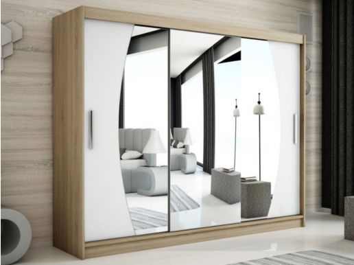 Armoire ELYCOPTER 3 portes coulissantes 250 cm sonoma/blanc