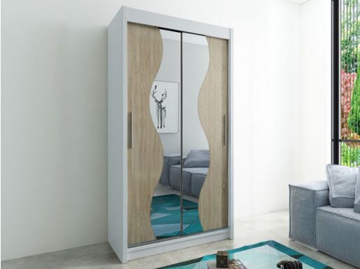 Armoire MADERA 2 portes coulissantes 100 cm blanc/sonoma