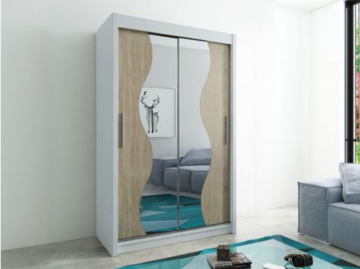 Armoire MADERA 2 portes coulissantes 150 cm blanc/sonoma