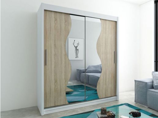 Armoire MADERA 2 portes coulissantes 180 cm blanc/sonoma