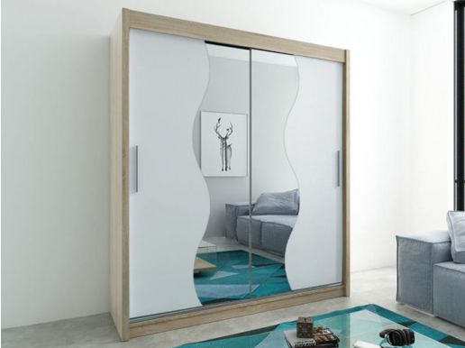 Armoire MADERA 2 portes coulissantes 180 cm sonoma/blanc