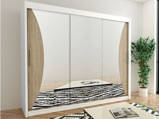 Armoire MONACORNE 3 portes coulissantes 250 cm blanc/sonoma