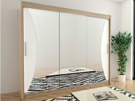 Armoire MONACORNE 3 portes coulissantes 250 cm sonoma/blanc