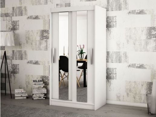 Armoire POLETTE 2 portes coulissantes 100 cm blanc