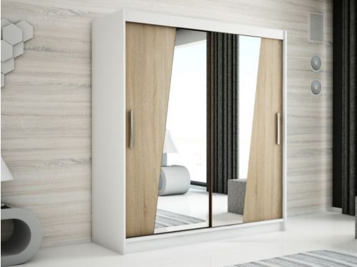 Armoire RHOMBO 2 portes coulissantes 150 cm blanc/sonoma