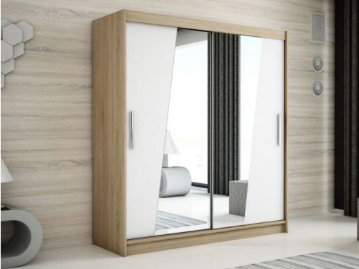 Armoire RHOMBO 2 portes coulissantes 150 cm sonoma/blanc