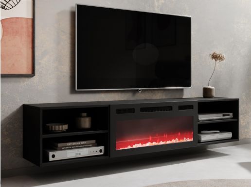 Meuble tv-hifi RIOLO noir avec cheminée