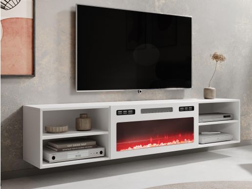 Meuble tv-hifi RIOLO blanc avec cheminée