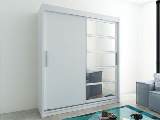 Armoire ROMANE 2 portes coulissantes 200 cm blanc