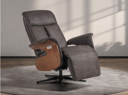 Fauteuil relax LEODA micro cuir anthracite