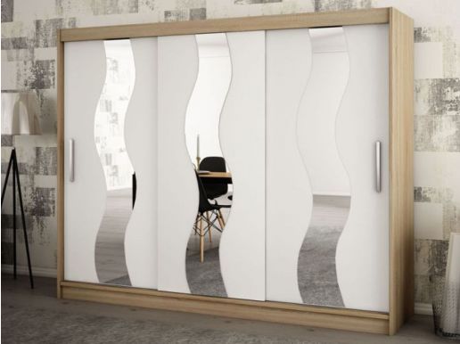 Armoire SEWITE 3 portes coulissantes 250 cm sonoma/blanc