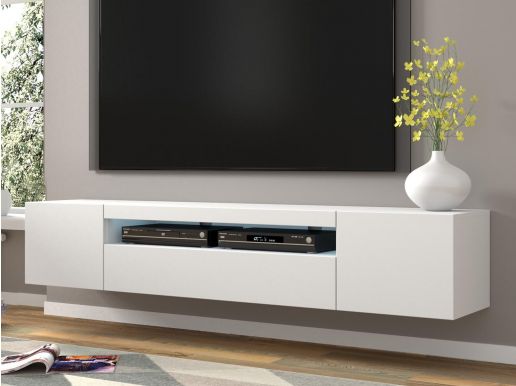 Meuble tv-hifi AUREO 3 portes 200 cm blanc sans led
