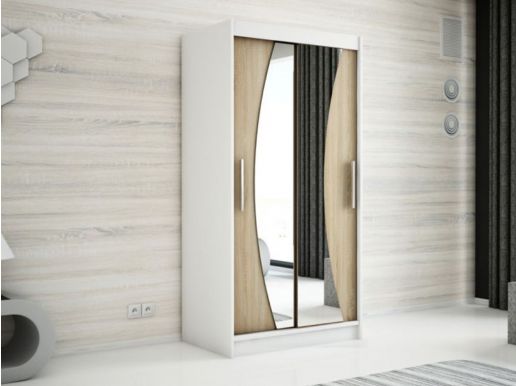 Armoire WAVRE 2 portes coulissantes 120 cm blanc/sonoma