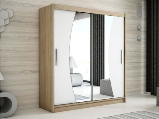 Armoire WAVRE 2 portes coulissantes 180 cm sonoma/blanc