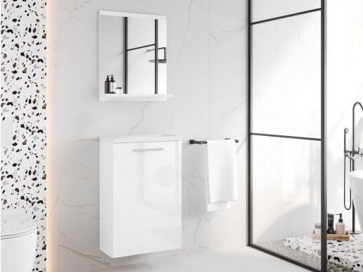 Meuble vasque et miroir ZUCCHERO 1 porte blanc