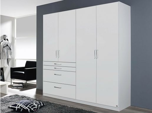 Armoire HARBOR 4 portes 4 tiroirs blanc sans miroir