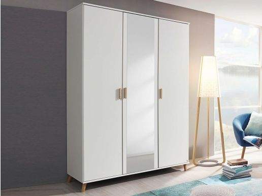 Armoire FLAUN 3 portes blanc avec miroir