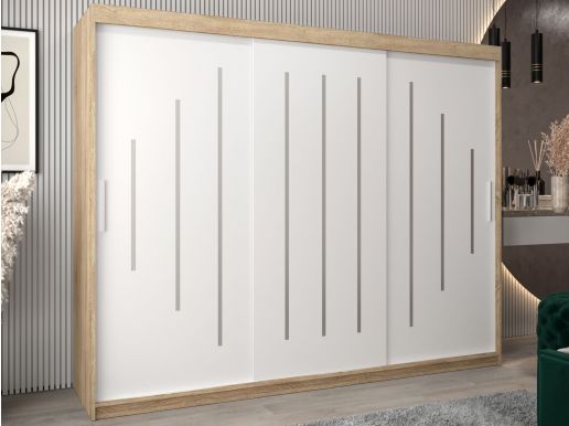 Armoire YORKNEW 3 portes coulissantes 250 cm sonoma/blanc