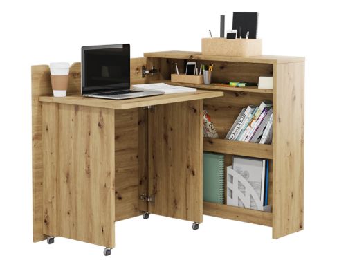 Bureau escamotable CONCEPTION SLIM chêne artisan gauche