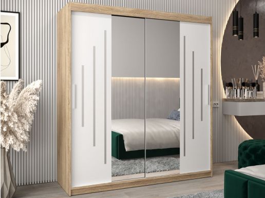 Armoire JODALO 2 portes coulissantes 180 cm chêne artisan sans miroir