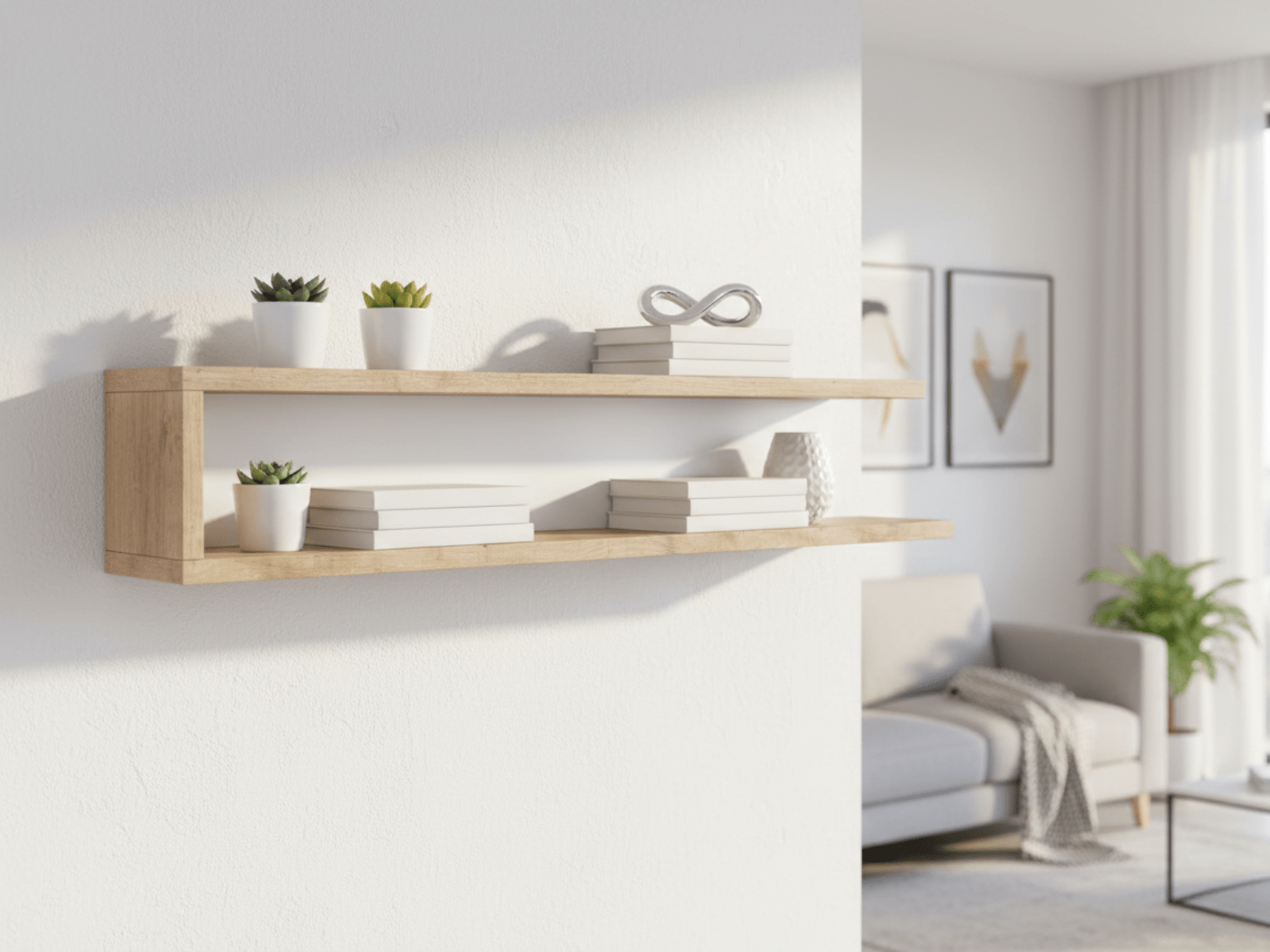 Étagère SINO 180 cm chêne/blanc laqué