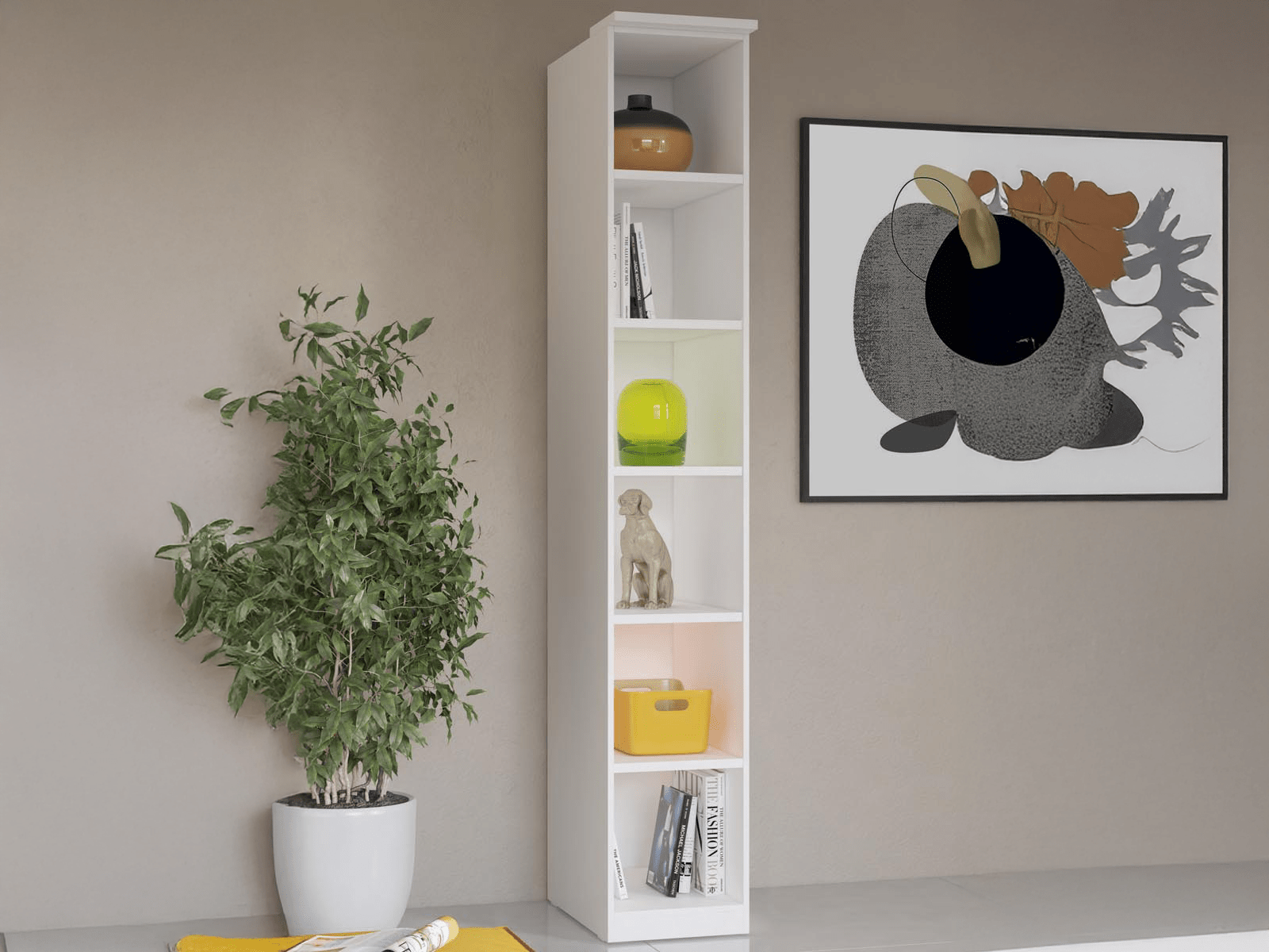 Bibliothèque OPTICO 6 niches blanc avec led