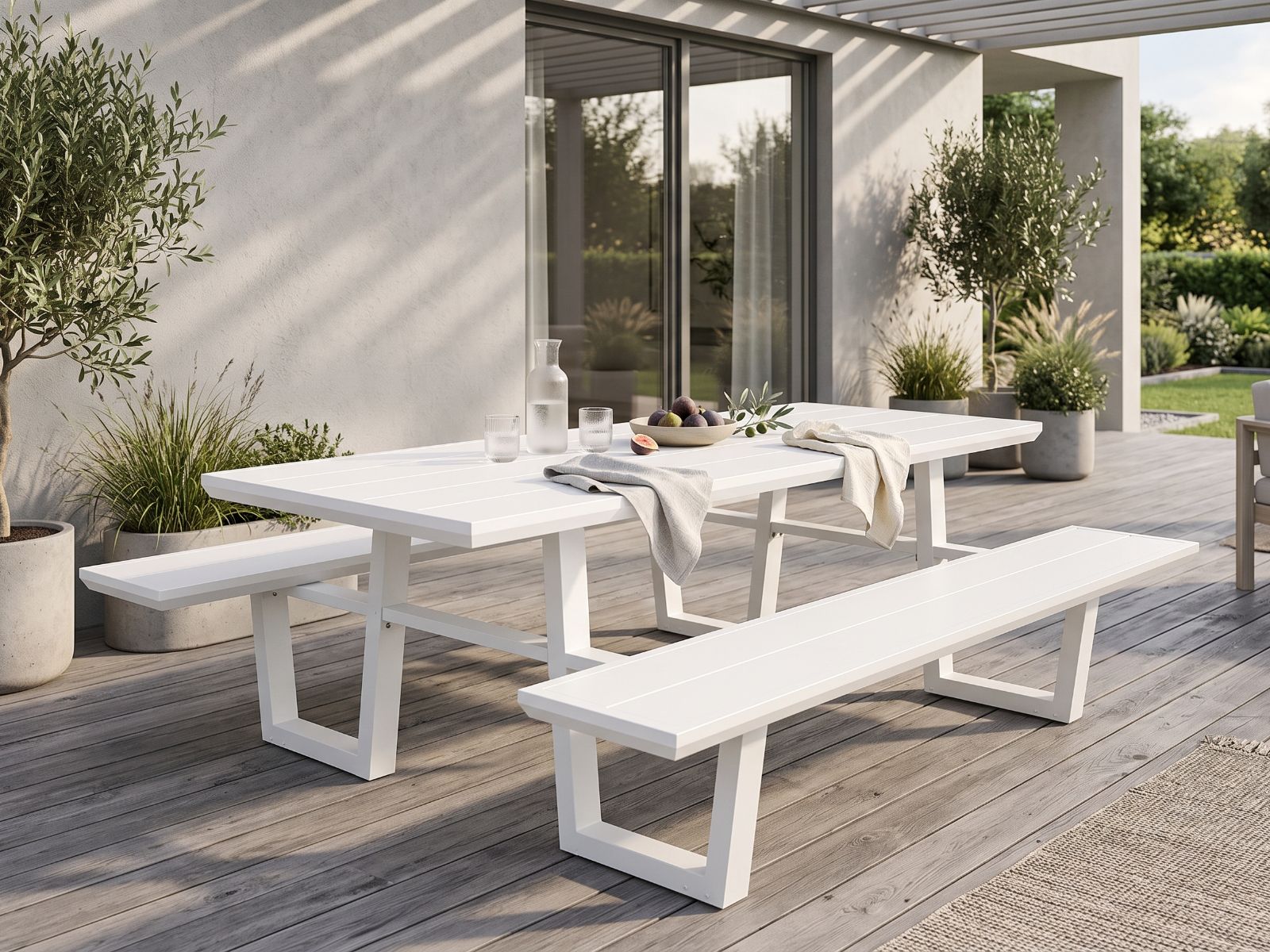 Table pique-nique VICENZA 240 cm aluminium blanc