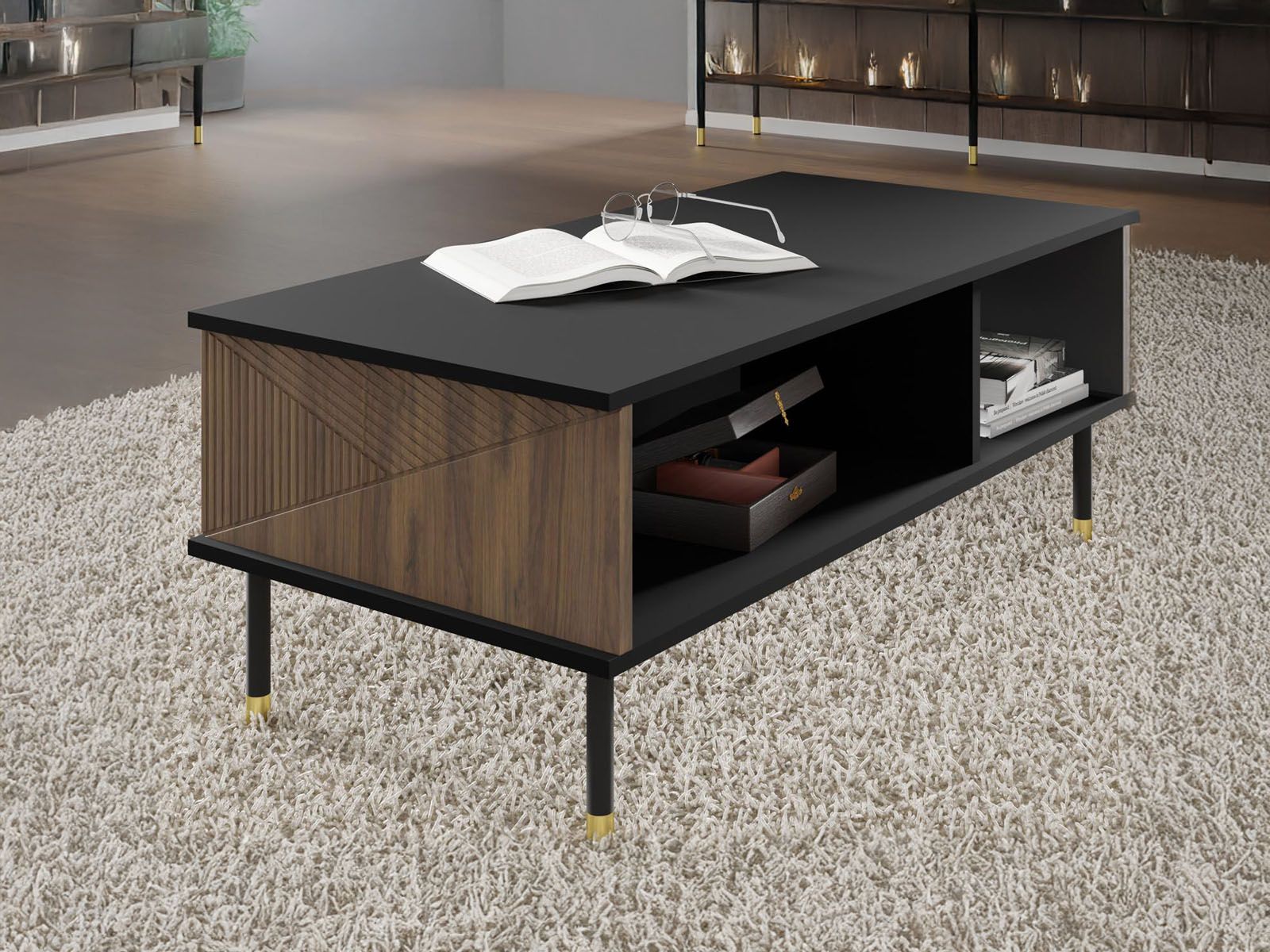 Table basse WOODKID 110 cm chêne catania/noir